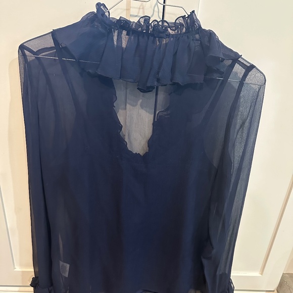 Tory Burch sheer ruffled blouse with camisole - Picture 2 of 4